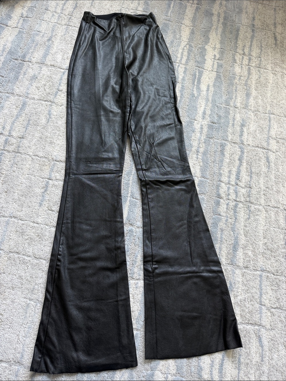 Commando Black Faux Leather Flared Leggings with Glossy Finish